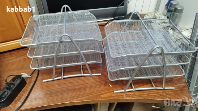 Поставка за документи - Метален органайзер за документи с 3 рафта