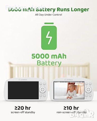Нов WiFi бебешки монитор с вътрешна камера 1080P HD 5000mAh Бебефон, снимка 5 - Бебефони - 42350486