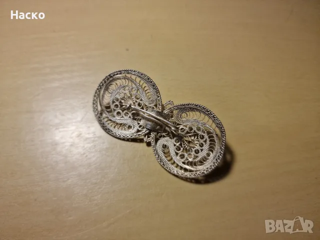 възрожденска брошка пафта филигран сребърна , снимка 3 - Антикварни и старинни предмети - 48631670