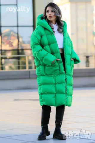 Зелено дълго дамско зимно яке , снимка 4 - Якета - 49181066