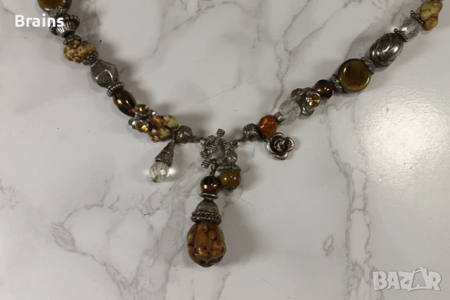 Стара Метална Огърлица С Камъни И Кристали, снимка 2 - Колиета, медальони, синджири - 50506473