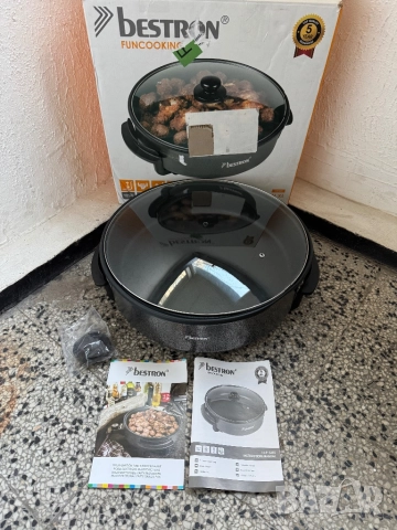 Многофункционална Електрическа Тенджера, Тиган, - Bestron AHP1800Z 1800W, 40cm Незалепващо Покритие