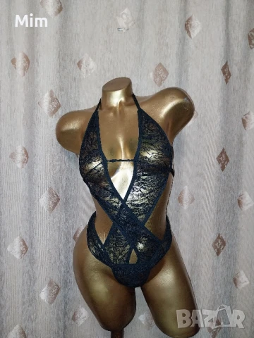 S/M Черно дантелено боди , снимка 2 - Корсети, бюстиета, топове - 51389236