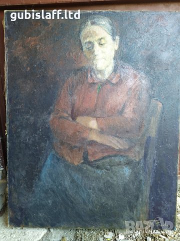 Стара картина, портрет, баба, Д. Тодоров-Жарава (1901-1988)