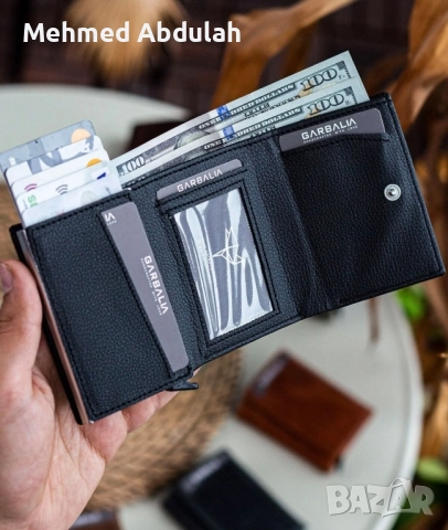 Черен портфейл с картодържател , снимка 4 - Портфейли, портмонета - 52488050
