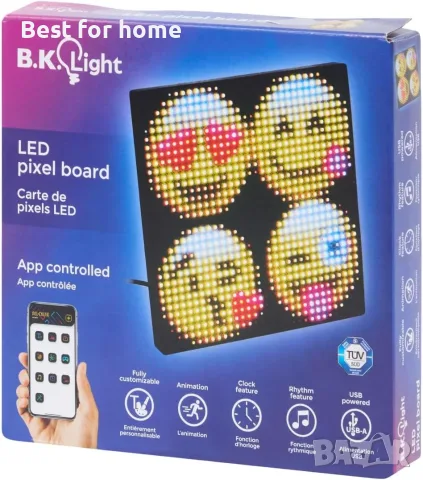 Pixel Art B.K. Light LED панел Програмируем дисплей чрез приложение, Декоративен квадратен екран