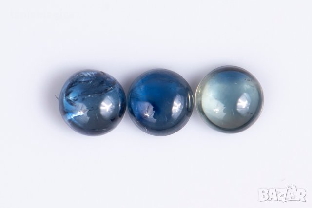 3 броя син сапфир 0.98ct кабошон нагряван #2