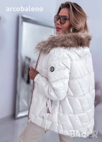 Дамско ватирано яке с лисича кожа, 2цвята , снимка 16 - Якета - 52155165