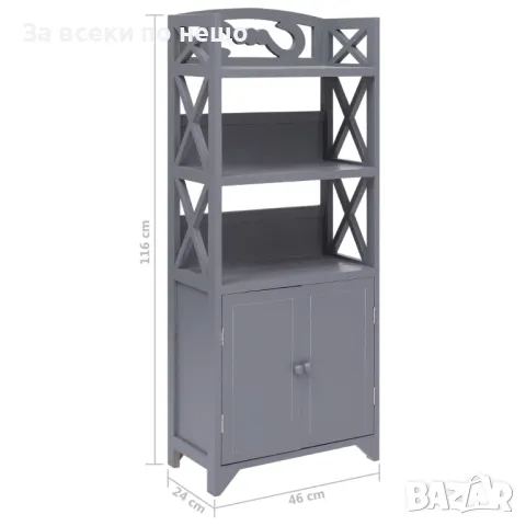 Шкаф за баня, сив, 46x24x116 см, дърво от пауловния, снимка 8 - Шкафове - 48748439