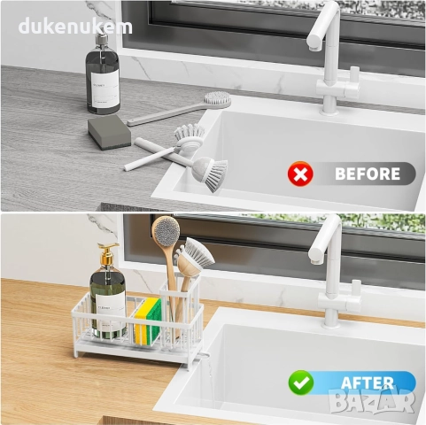 Органайзер за кухненска мивка, въртящ се дизайн, неръждаема стомана, снимка 6 - Други стоки за дома - 52606168