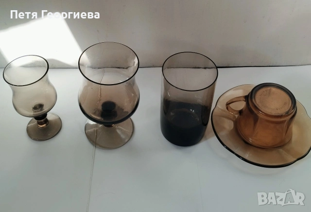 Сервиз чаши от опушено стъкло - 35 броя, снимка 3 - Сервизи - 37672594