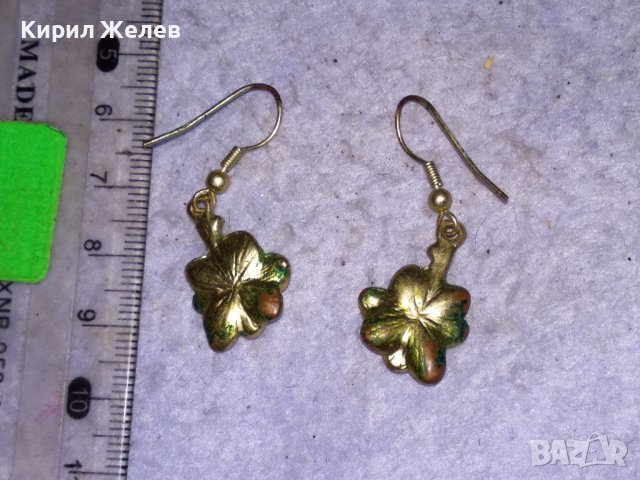 СТАРИ ПОЗЛАТЕНИ ФЛОРАЛНИ ВИНТИДЖ МЕДНИ ОБЕЦИ с КРИСТАЛЧЕТА 38480, снимка 3 - Обеци - 41483889