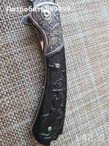  Сгъваем нож от дамаска стомана , снимка 7 - Ножове - 42277487