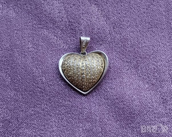 златна висулка с камъни- сърце- 14 карата- 585- Ново- медальон, снимка 8 - Колиета, медальони, синджири - 42547385