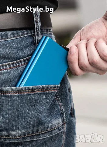 Изскачащ портфейл, държач за кредитни карти за мъже, RFID блокиращ мини метален калъф, снимка 4 - Портфейли, портмонета - 55740719