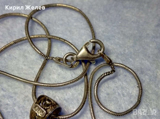 РЕТРО АРТ СРЕБЪРЕН ПЕНДАНТ СРЕБРО 800 с БЯЛО КОТЕШКО ОКО и СРЕБЪРНА 925 ВЕРИЖКА с БЯЛА ПОЗЛАТА 49761, снимка 9 - Антикварни и старинни предмети - 50489422