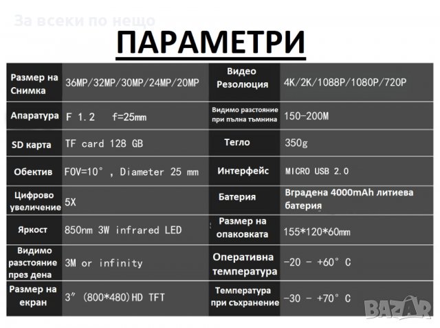12-мегапикселов инфрачервен професионален бинокъл за нощно виждане , снимка 3 - Екипировка - 40059584
