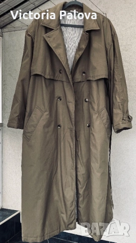 Модерен каки тренчкот с колан и цветна подплата - незаменим за пролетта, снимка 7 - Палта, манта - 53397220