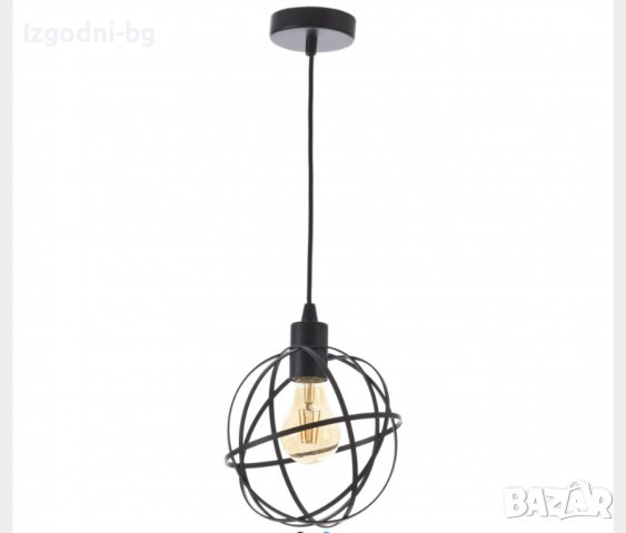 Черен метален пендел в индустриален стил, 1 х 40W, снимка 1 - Лампи за таван - 42375611