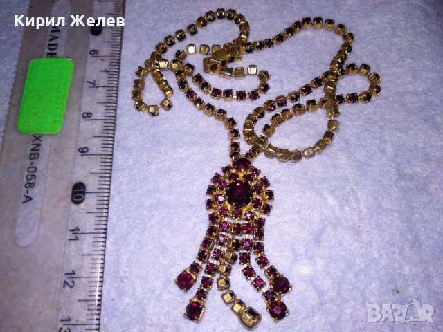 РАЗКОШНА СТАРИННА РЕТРО АРТ ДЕКО ПОЗЛАТЕНА БРОНЗОВА СКЪПОЦЕННА ОГЪРЛИЦА с КАМЪНИ ГРАНАТ 38656, снимка 7 - Антикварни и старинни предмети - 41622915