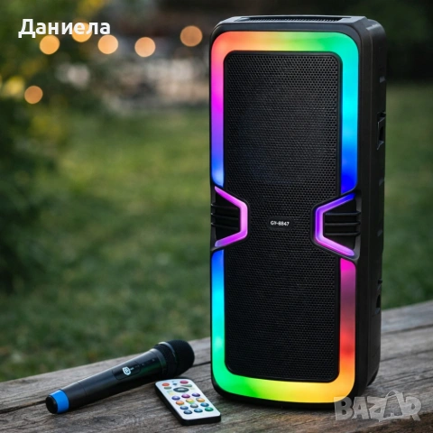 Bluetooth караоке тонколона GY-8847 с Led осветление, снимка 2 - Тонколони - 53617408