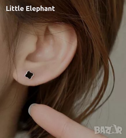 Сребърни обеци little leaf бранд,tiny model,black/нови