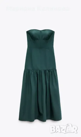 Zara рокля памук с голи рамене, снимка 5 - Рокли - 43340464