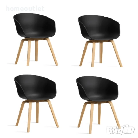 ПРОМОЦИЯ Трапезни столове с крака от масивно дърво и седалка от полипропилен, к-кт от 4 бр. LQ-203M