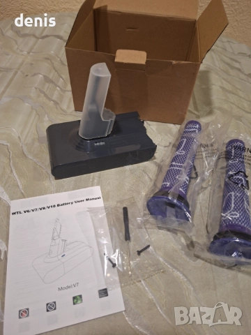 Батерия за прахосмукачка Dyson V8, 6000 mAh, включва филтри преди и след двигателя, четка и инструме