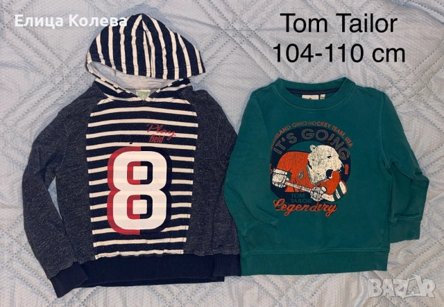 Tom Tailor и др. Две плътни детски блузи 104-110 см