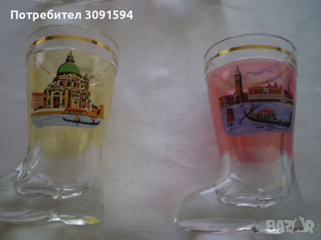 Венециански прозрачни чаши за шотове  6 чаши стъклени ботуши Ретро , снимка 6 - Други ценни предмети - 48082556