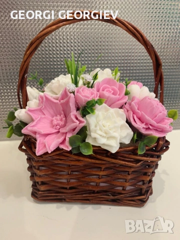 цветя изработени с глицеринов ароматен сапун и Българска роза , снимка 8 - Изкуствени цветя - 53097301