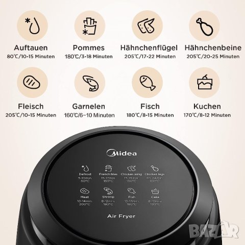 Фритюрник с горещ въздух Midea MF-TN35B 3.5 XL, снимка 2 - Фритюрници - 41364415