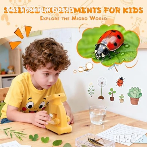 Нов Детски цифров микроскоп 1200X STEM комплект с инструменти и LED, снимка 2 - Образователни игри - 51912633