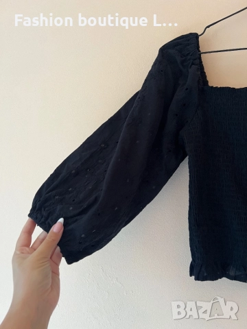 Черна бандажна блуза с буфан ръкав M / L размер 🖤, снимка 3 - Блузи с дълъг ръкав и пуловери - 52052209