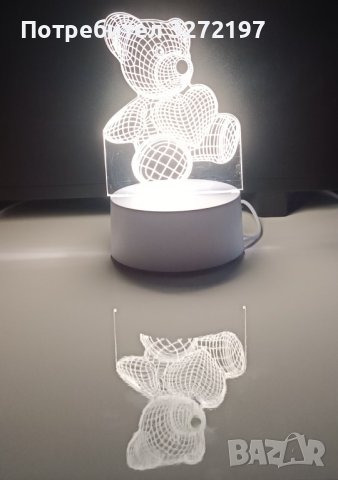 Холограмна 3D LED лампа Мече ,USB, снимка 8 - Настолни лампи - 41714279