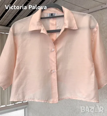 Бутикова блуза кроп FASHIONFRONT ROW 100% коприна, снимка 9 - Корсети, бюстиета, топове - 49570441