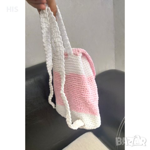 Розова раница, ръчно плетена, подходяща за малки и големи дами, снимка 5 - Раници - 42698340