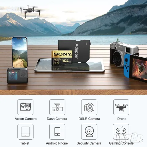 Карта с памет SONY 512GB, 1TB, 2TB (Micro SD) + Adapter / Адаптер, снимка 4 - Карти памет - 42112623