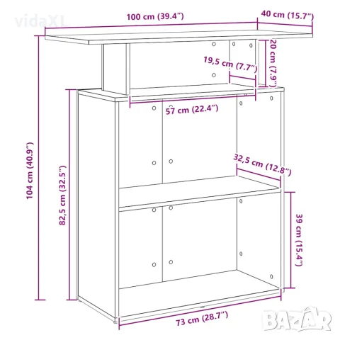 vidaXL Рецепционно бюро, бяло, 100x40x104 см, инженерно дърво, снимка 10 - Бюра - 56148286