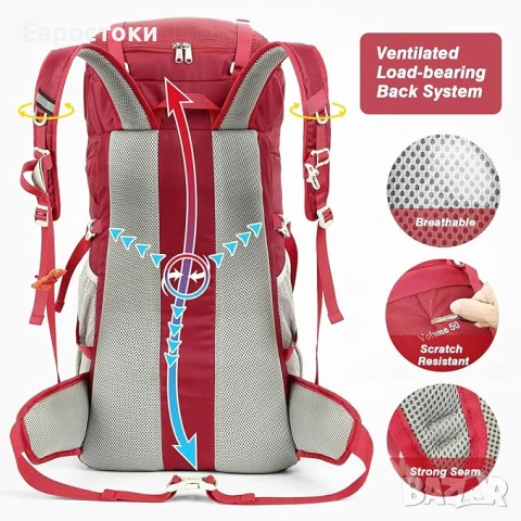 Туристическа раница HOMIEE 50L с дъждобран, многофункционална, снимка 2 - Екипировка - 50677934