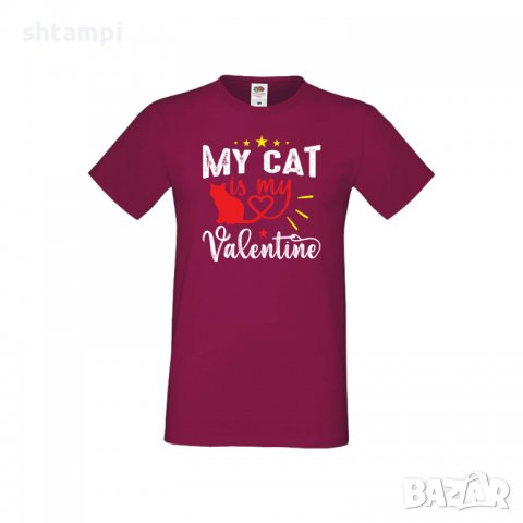 Мъжка тениска Свети Валентин My Cat Is My Valentine 1, снимка 5 - Тениски - 35715778