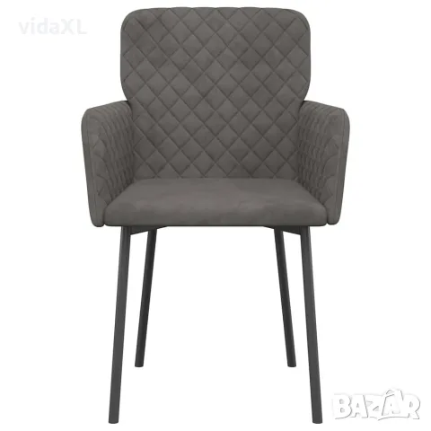 vidaXL Трапезни столове, 2 бр, тъмносиви, кадифе, снимка 4 - Столове - 56147137