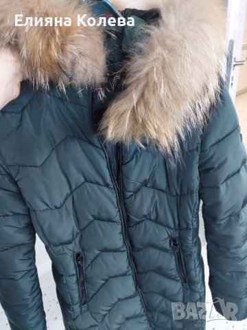 Дамско зимно яке с яка от естествен косъм, снимка 3 - Якета - 44228999