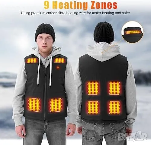 Ново електрическо поларено яке без ръкави Отопляема жилетка грейка за тяло, снимка 2 - Якета - 49202899