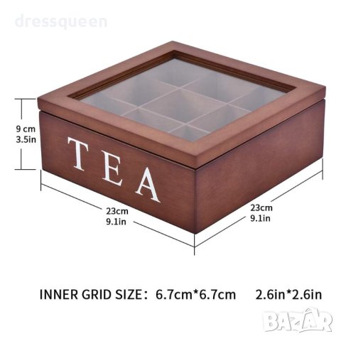 4095 Кутия за чай с 9 отделения-венге, снимка 2 - Други стоки за дома - 42142474