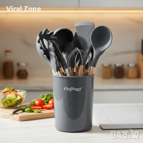 Комплект 12 части кухненски прибори със стойка Cheffinger 