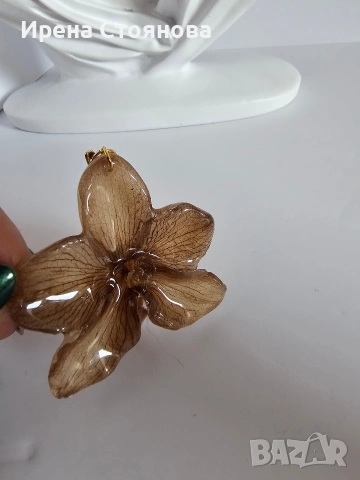 Аксесоар за чанта, ключодържател или каквото решите с естествен цвят на орхидея., снимка 3 - Чанти - 53738019