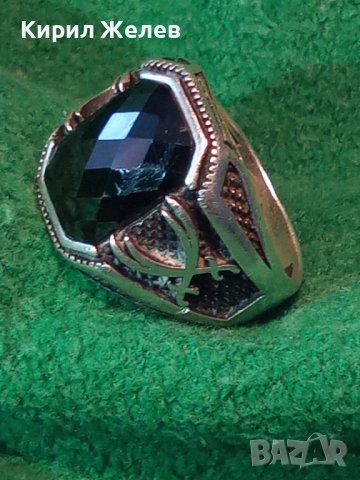 СКЪПОЦЕНЕН АВТОРСКИ СРЕБЪРЕН ПИРАТСКИ ПРЪСТЕН СРЕБРО 925 с НИЕЛО и ОГРОМЕН ФАСЕТИРАН МАРКАЗИТ 36405, снимка 3 - Пръстени - 39535693