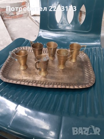 Поднос месинг с 6 чаши